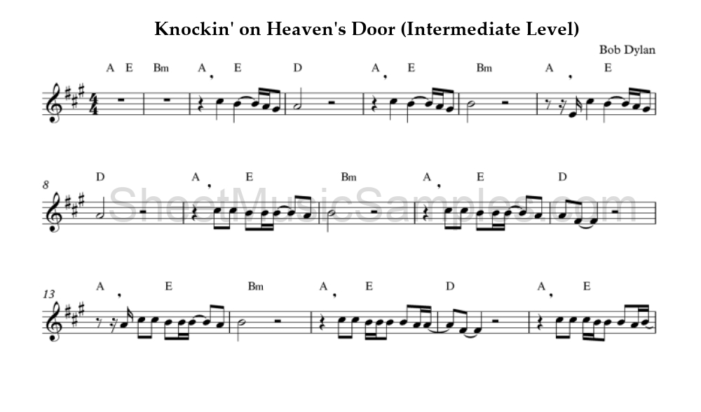 Knockin' on Heaven's Door (Intermediate Level)