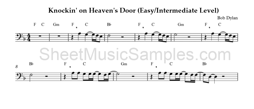 Knockin' on Heaven's Door (Easy/Intermediate Level)