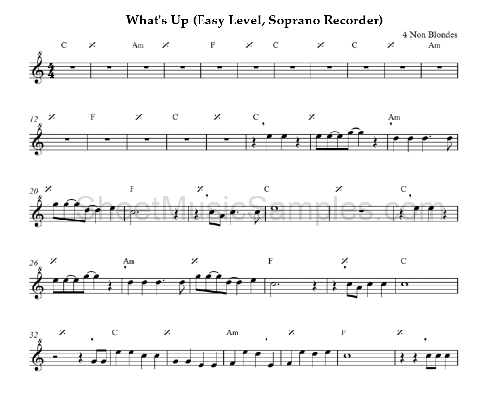 What's Up (Easy Level, Soprano Recorder)