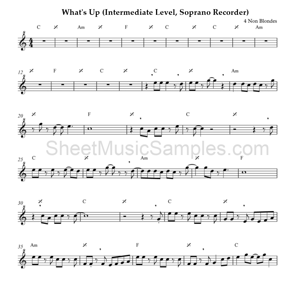 What's Up (Intermediate Level, Soprano Recorder)