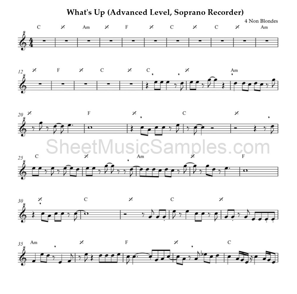 What's Up (Advanced Level, Soprano Recorder)