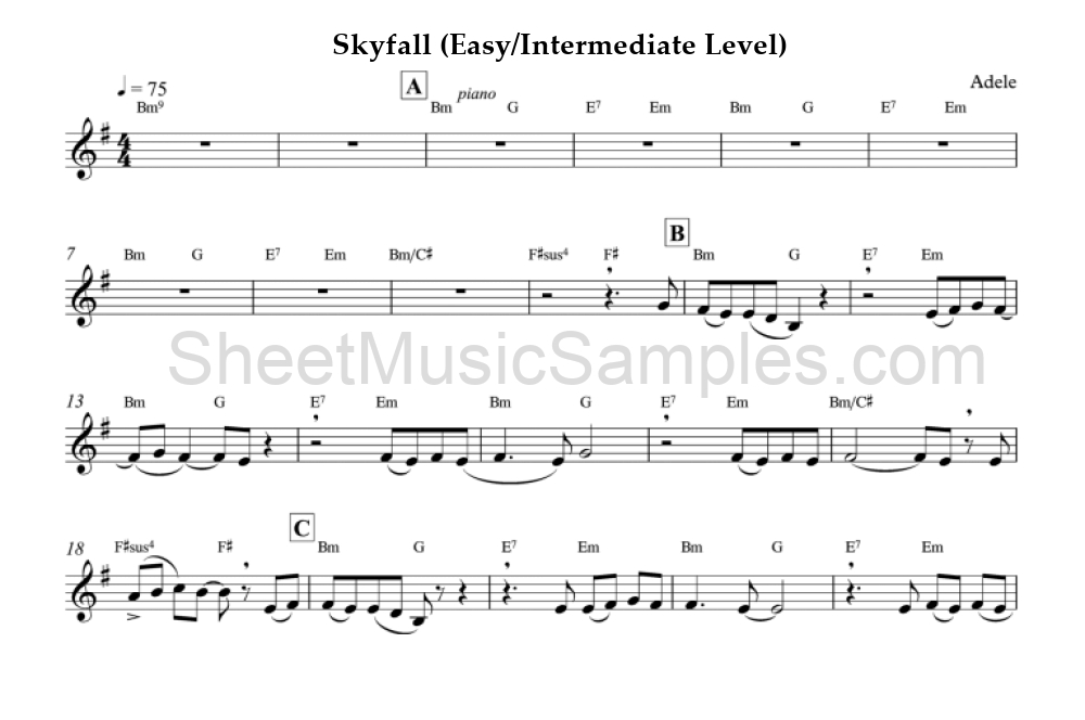 Skyfall (Easy/Intermediate Level)