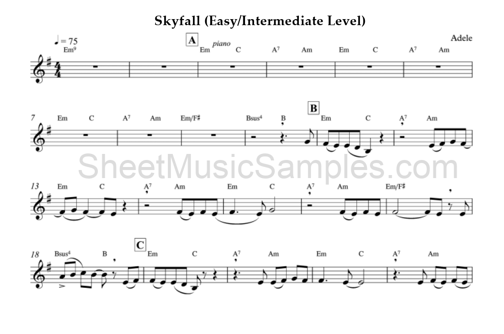 Skyfall (Easy/Intermediate Level)