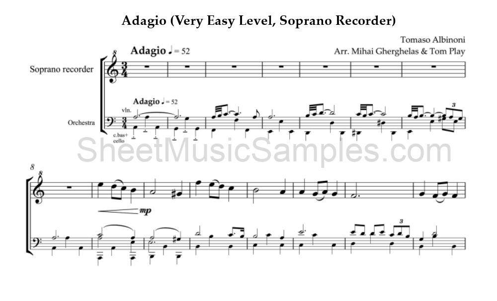 Adagio (Very Easy Level, Soprano Recorder)