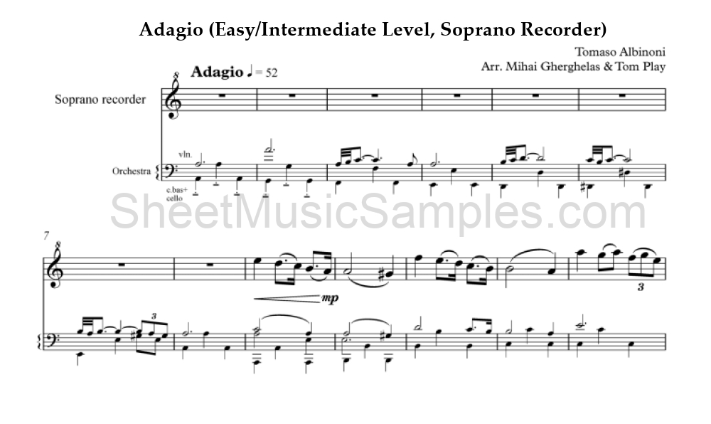 Adagio (Easy/Intermediate Level, Soprano Recorder)