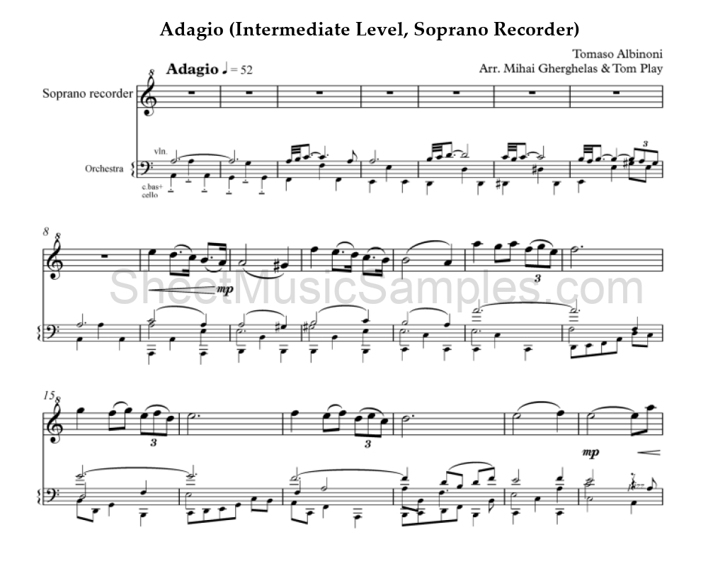 Adagio (Intermediate Level, Soprano Recorder)