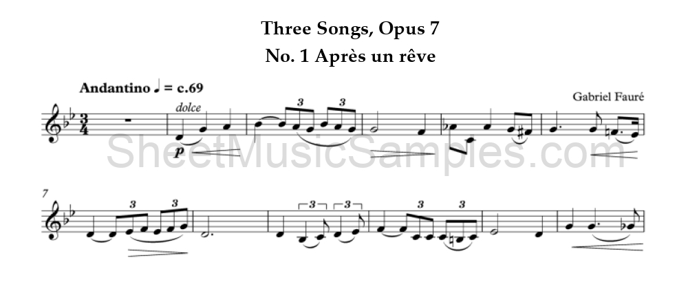 Three Songs, Opus 7 - No. 1 Après un rêve