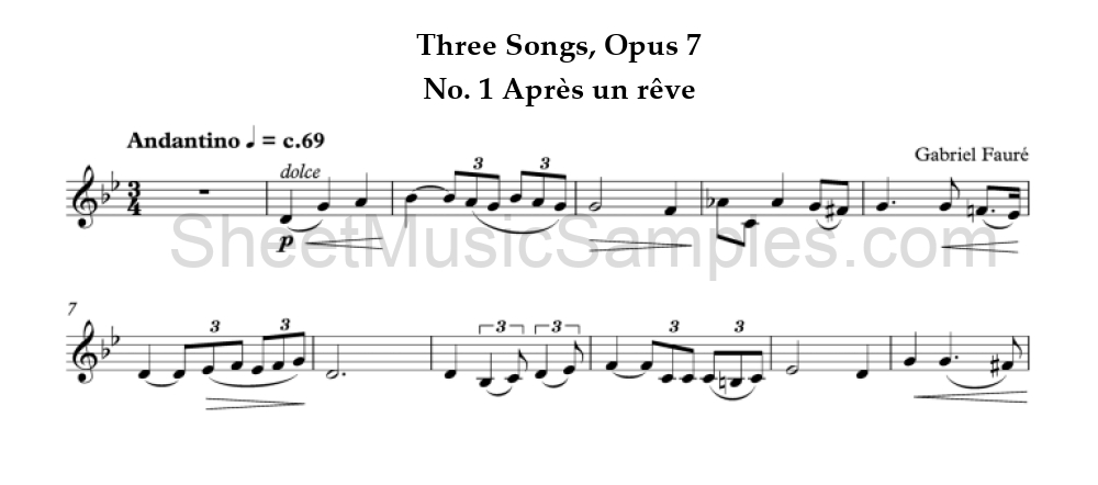 Three Songs, Opus 7 - No. 1 Après un rêve