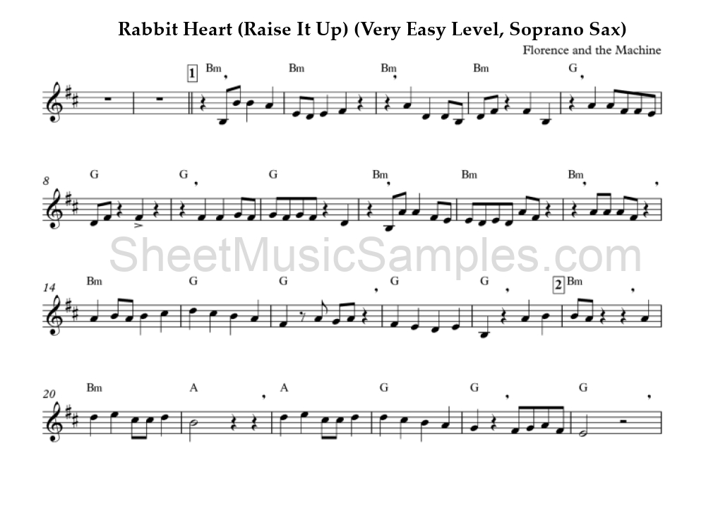 Rabbit Heart (Raise It Up) (Very Easy Level, Soprano Sax)