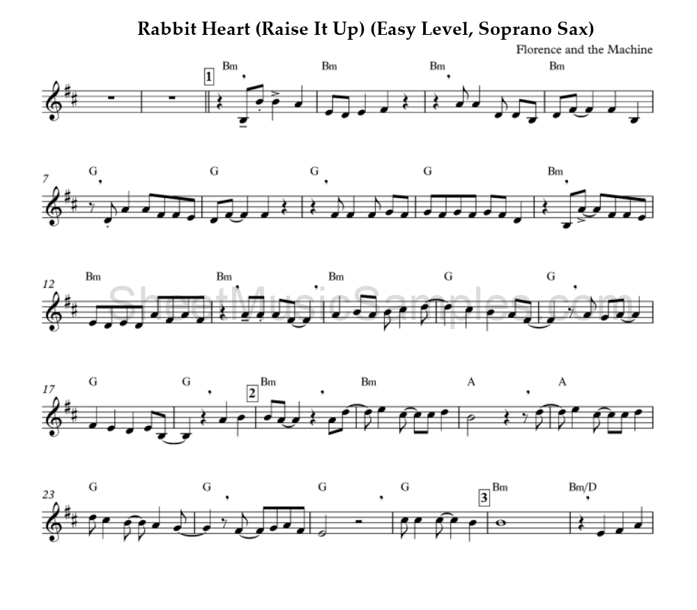 Rabbit Heart (Raise It Up) (Easy Level, Soprano Sax)