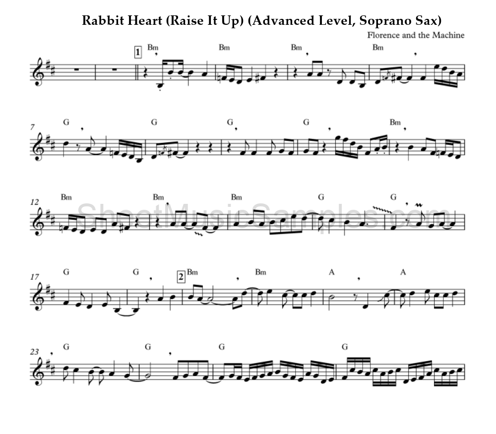 Rabbit Heart (Raise It Up) (Advanced Level, Soprano Sax)