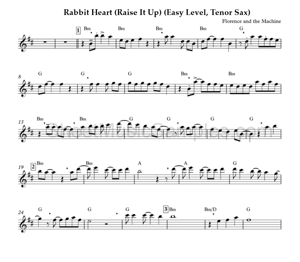 Rabbit Heart (Raise It Up) (Easy Level, Tenor Sax)