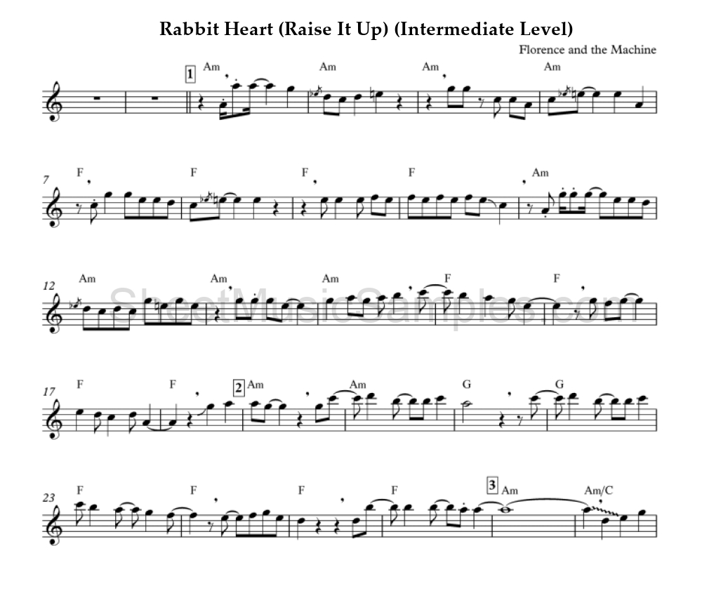 Rabbit Heart (Raise It Up) (Intermediate Level)