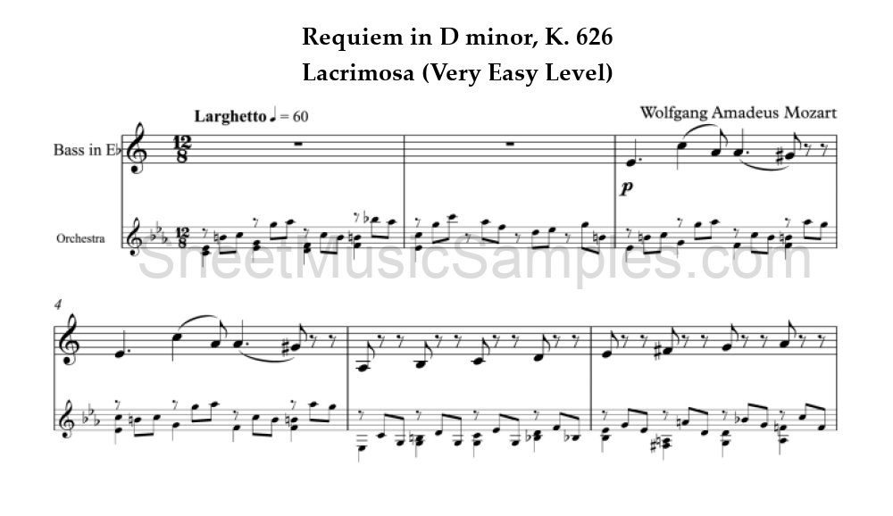 Requiem in D minor, K. 626 - Lacrimosa (Very Easy Level)