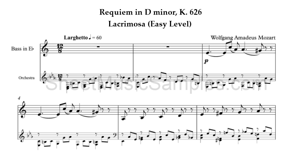 Requiem in D minor, K. 626 - Lacrimosa (Easy Level)