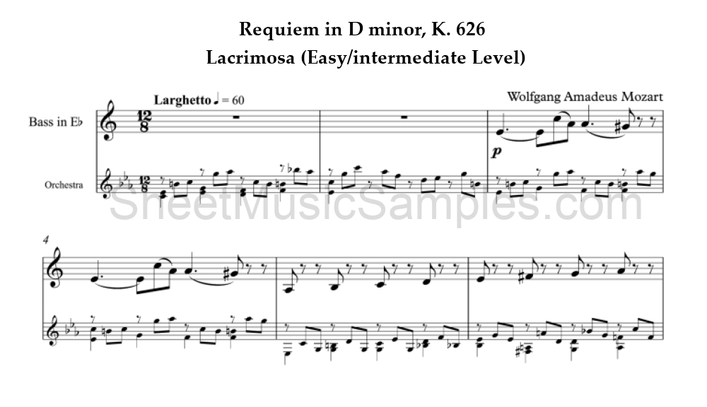 Requiem in D minor, K. 626 - Lacrimosa (Easy/intermediate Level)