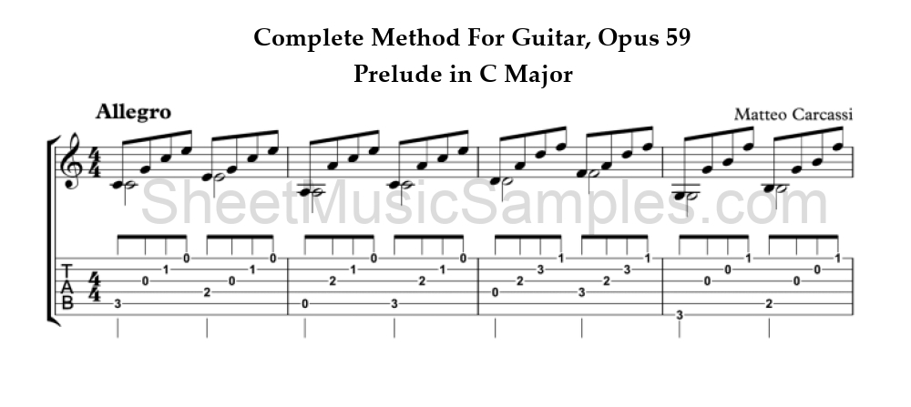 Complete Method For Guitar, Opus 59 - Prelude in C Major