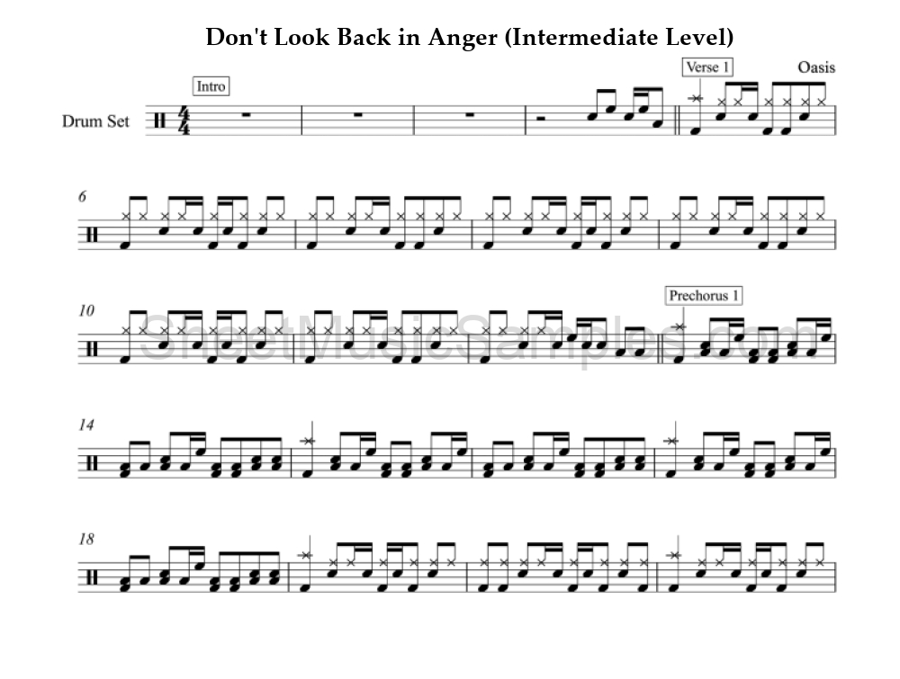 Don't Look Back in Anger (Intermediate Level)