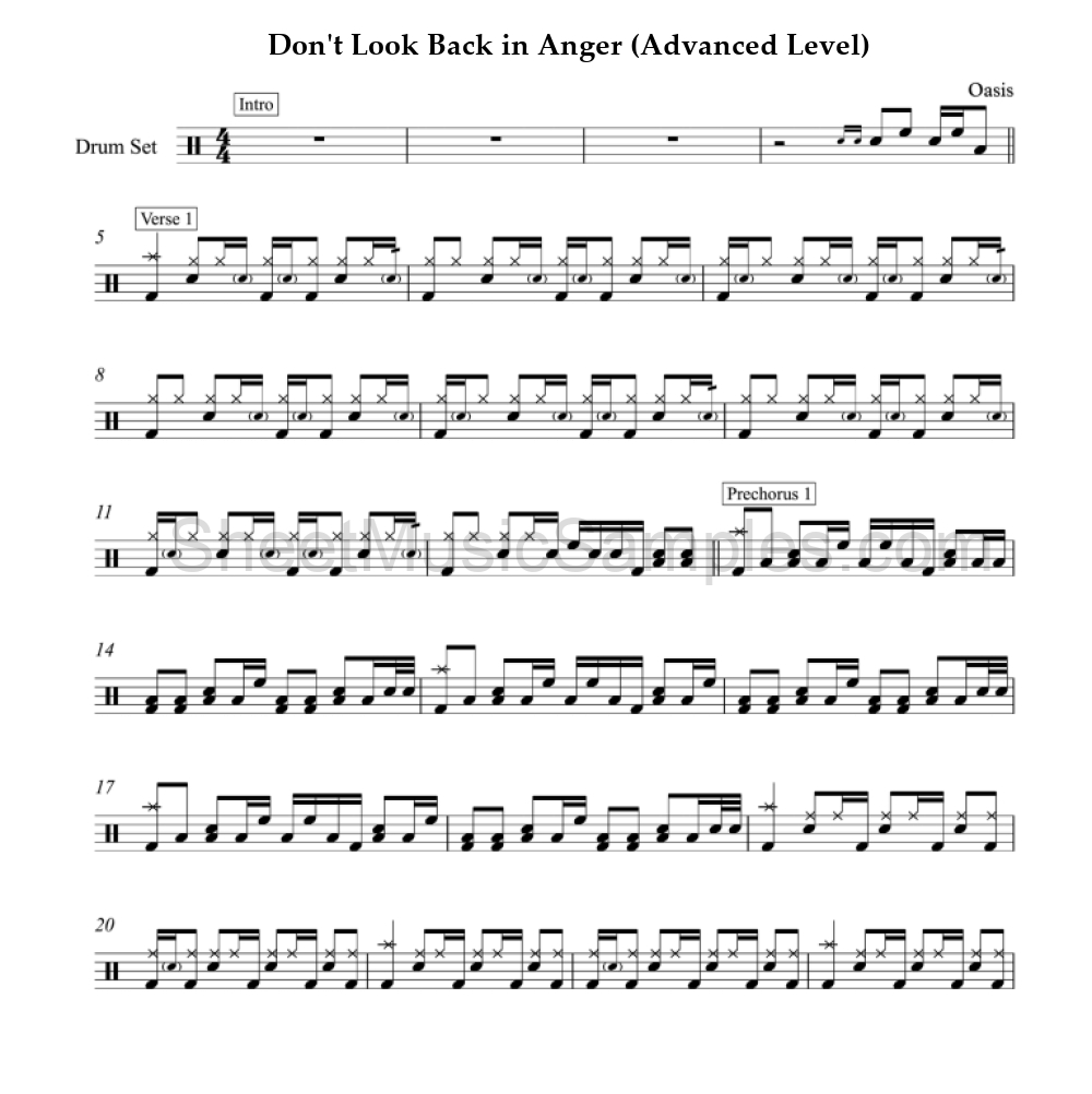 Don't Look Back in Anger (Advanced Level)