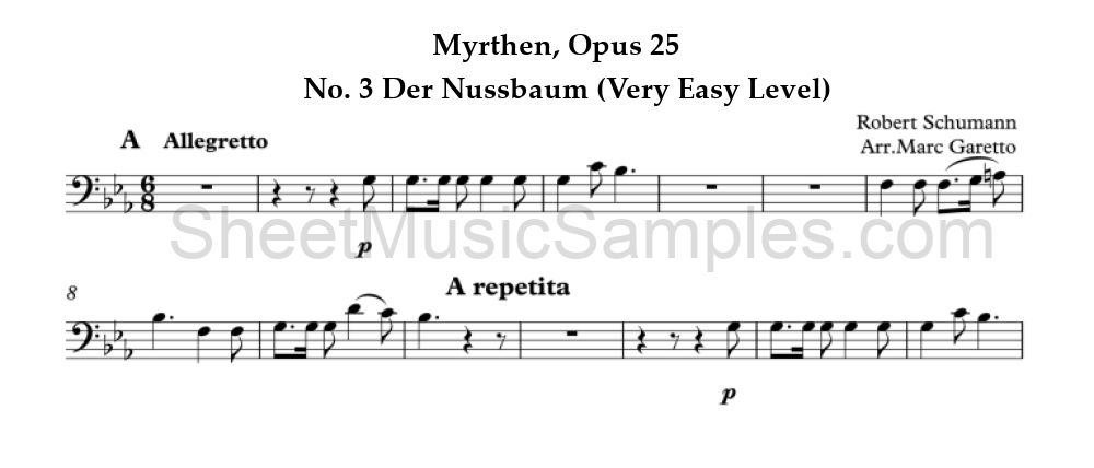 Myrthen, Opus 25 - No. 3 Der Nussbaum (Very Easy Level)