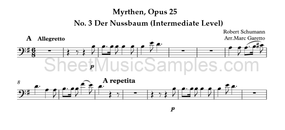 Myrthen, Opus 25 - No. 3 Der Nussbaum (Intermediate Level)