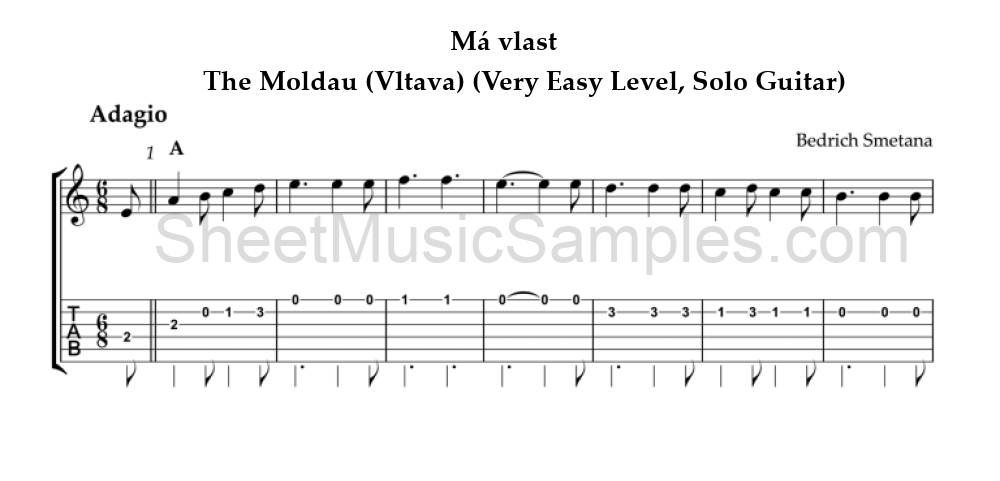 Má vlast - The Moldau (Vltava) (Very Easy Level, Solo Guitar)