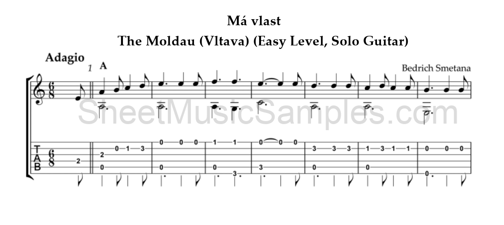 Má vlast - The Moldau (Vltava) (Easy Level, Solo Guitar)