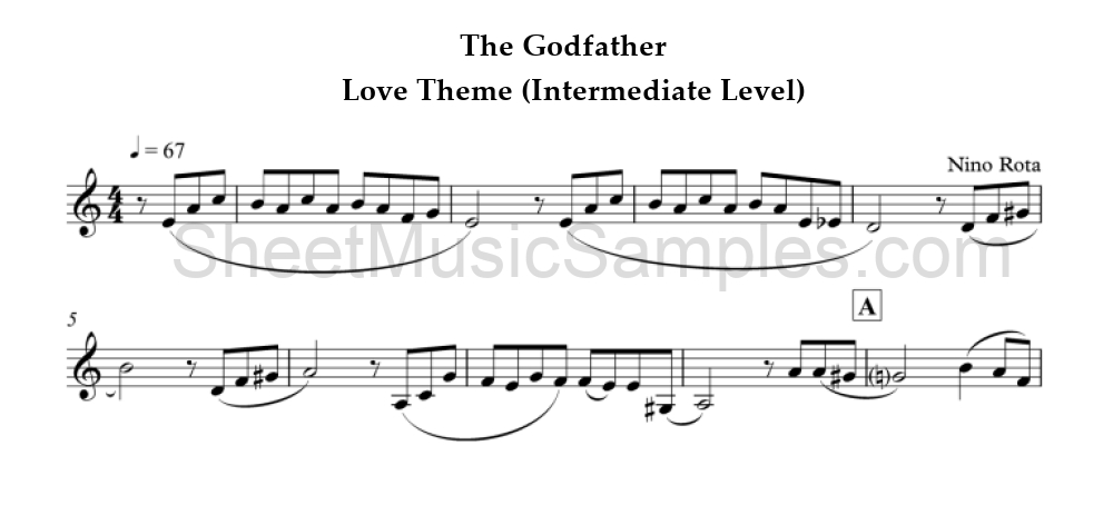 The Godfather - Love Theme (Intermediate Level)