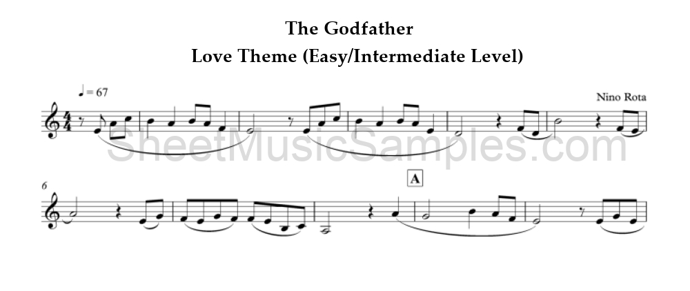 The Godfather - Love Theme (Easy/Intermediate Level)