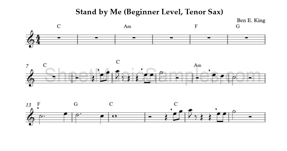 Stand by Me (Beginner Level, Tenor Sax)