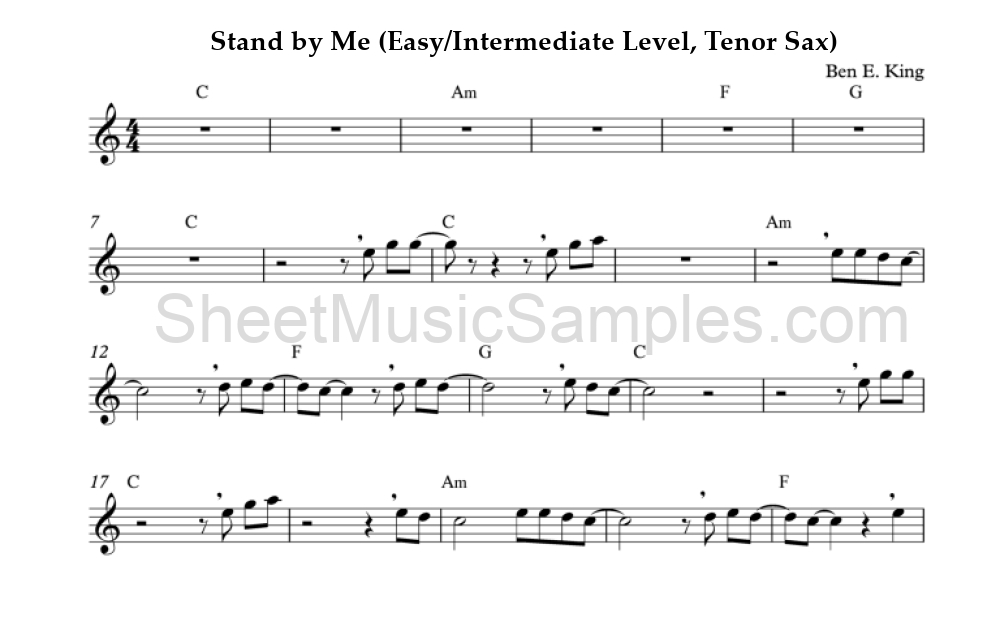 Stand by Me (Easy/Intermediate Level, Tenor Sax)