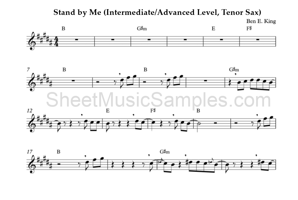 Stand by Me (Intermediate/Advanced Level, Tenor Sax)