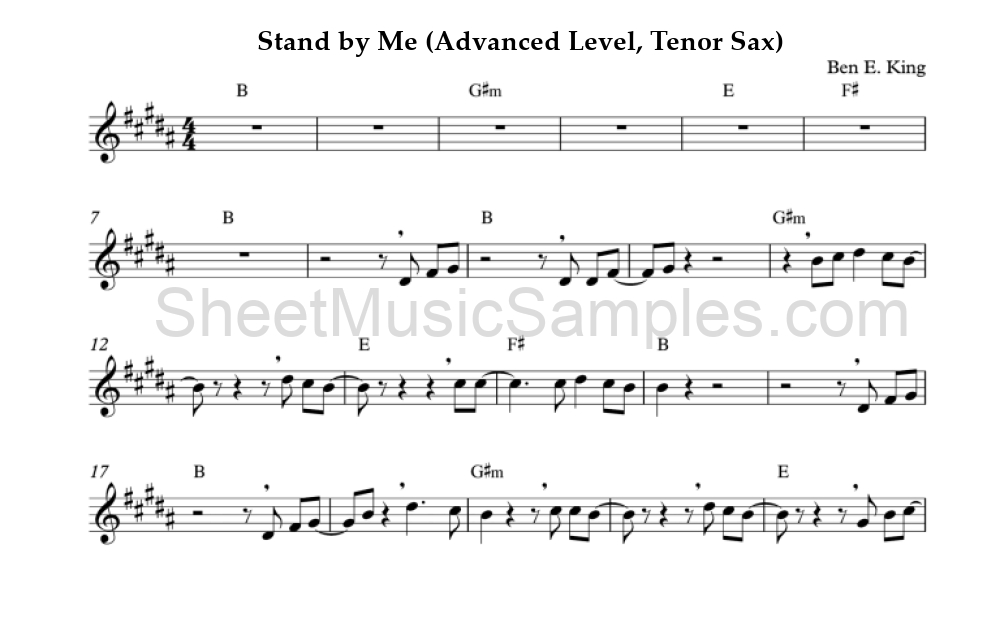 Stand by Me (Advanced Level, Tenor Sax)