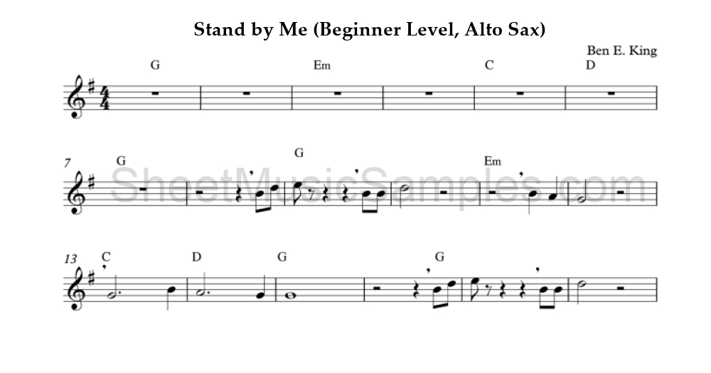 Stand by Me (Beginner Level, Alto Sax)