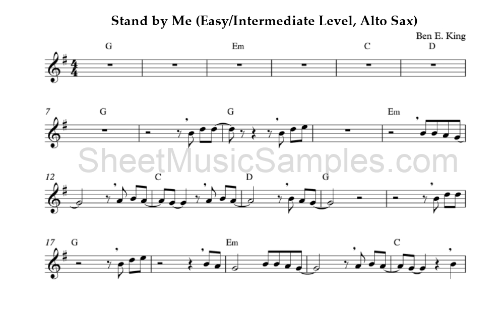 Stand by Me (Easy/Intermediate Level, Alto Sax)