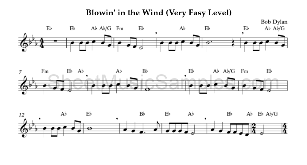 Blowin' in the Wind (Very Easy Level)