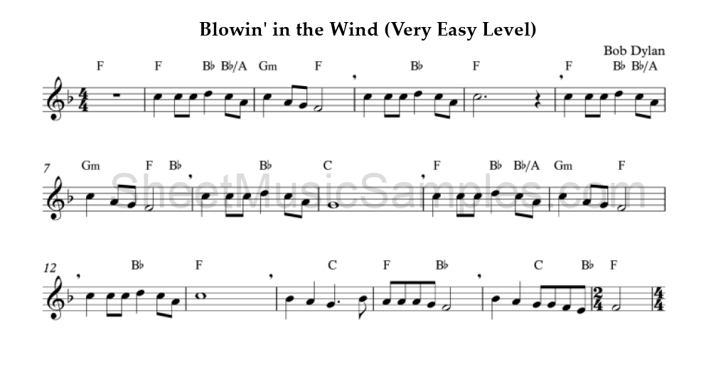 Blowin' in the Wind (Very Easy Level)