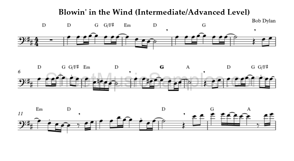 Blowin' in the Wind (Intermediate/Advanced Level)