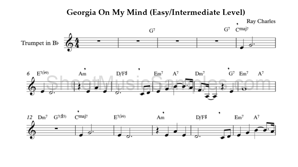 Georgia On My Mind (Easy/Intermediate Level)