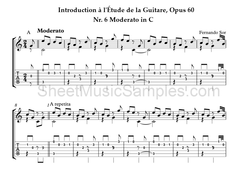 Introduction à l'Étude de la Guitare, Opus 60 - Nr. 6 Moderato in C