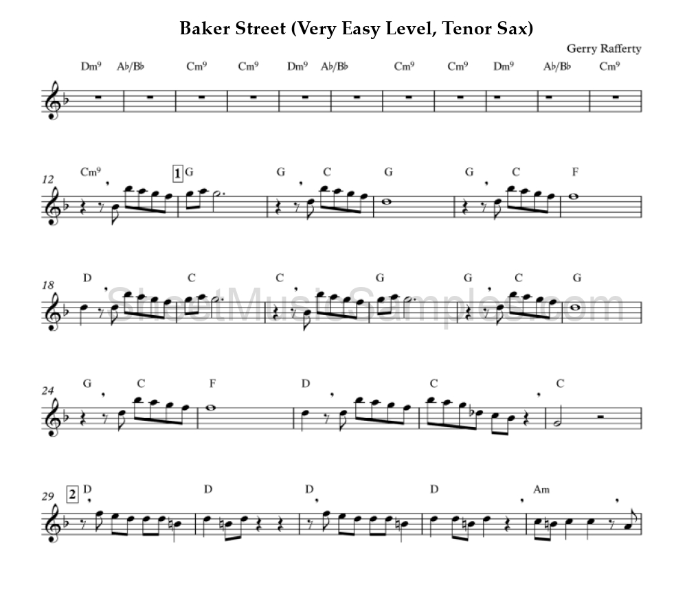 Baker Street (Very Easy Level, Tenor Sax)