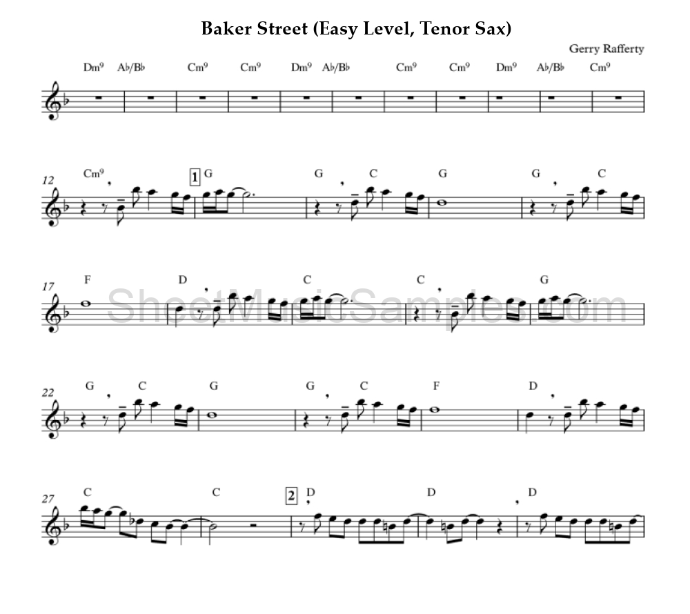 Baker Street (Easy Level, Tenor Sax)