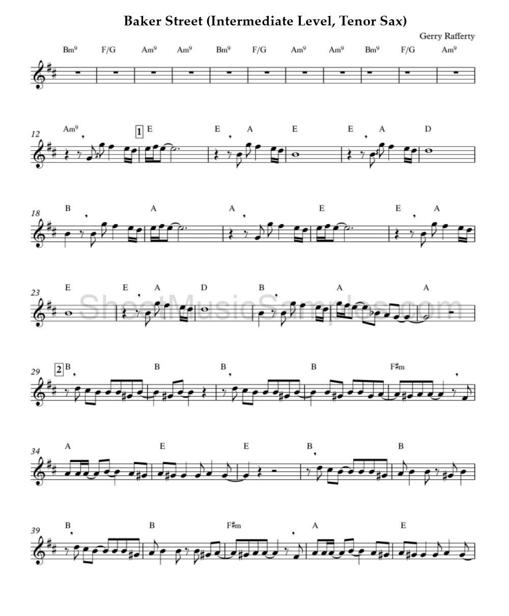 Baker Street (Intermediate Level, Tenor Sax)