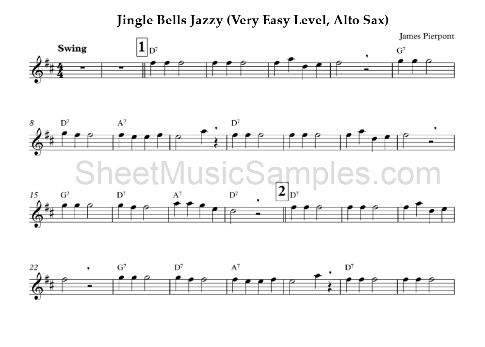 Jingle Bells Jazzy (Very Easy Level, Alto Sax)