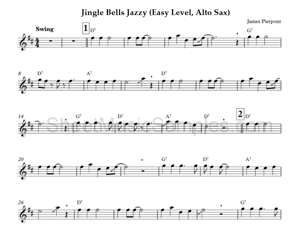 Jingle Bells Jazzy (Easy Level, Alto Sax)