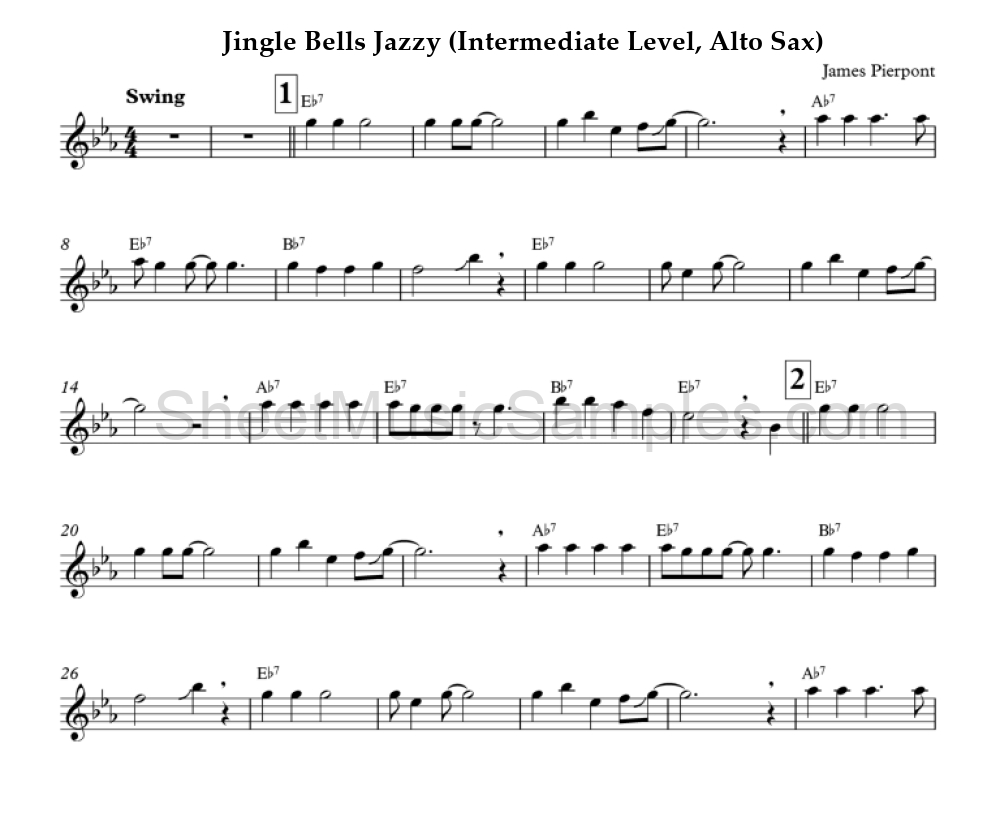 Jingle Bells Jazzy (Intermediate Level, Alto Sax)