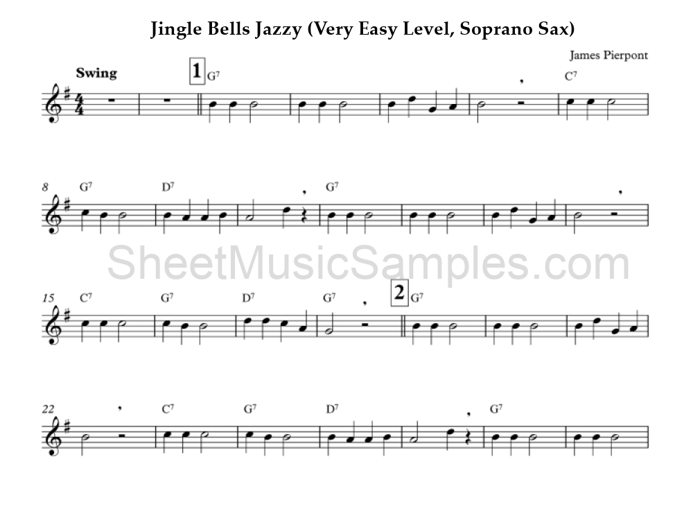 Jingle Bells Jazzy (Very Easy Level, Soprano Sax)