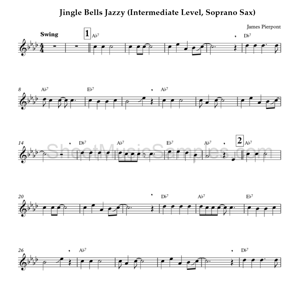 Jingle Bells Jazzy (Intermediate Level, Soprano Sax)