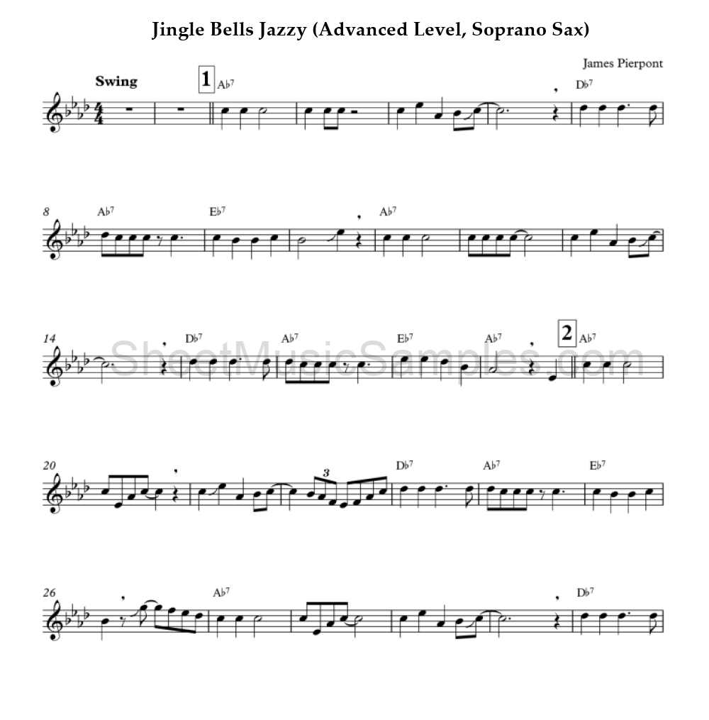 Jingle Bells Jazzy (Advanced Level, Soprano Sax)