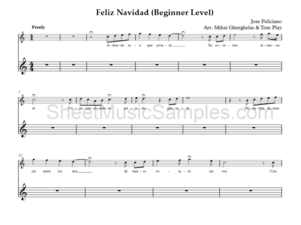 Feliz Navidad (Beginner Level)